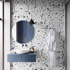 On Trend Terrazzo Tile Was First Developed In Venice Italy By Mixing Stone Chips Encased In Modern Style Bathroom Bathroom Interior Design Bathroom Interior