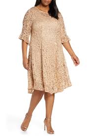 Plus Size Women S Kiyonna Sofia Sequin Lace Cocktail Dress Size 2x Beige Plus Size Dresses Dresses Plus Size Cocktail Dresses
