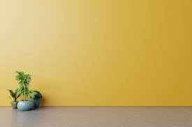 Premium Photo Empty Room With Plants Mockup Have Wooden Floor On Yellow Wall Background