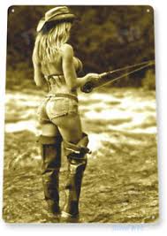 Fly girls trajes pin up modelos pin up. Open Fly Fishing Sign Pin Up Girl Fishing Hot Rod Reel Fish Tin Sign B679 Ebay