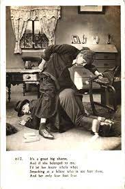 Woman Spanking A Man, It's a Great Big Shame, And If She Belonged To  Me Postcard | eBay