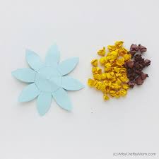 Crumpled Paper Sunflower Craft Add some shadows on the art creation you have made. crumpled paper sunflower craft