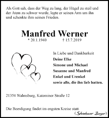Traueranzeigen von Manfred Werner