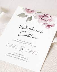 Dusty Rose Wedding Invitation Template Printable Pink Floral Wedding Invitation Card Diy Watercolor Garden Wedding Invite Dr19 In 2021 Floral Wedding Invitation Card Rose Wedding Invitations Dusty Pink Wedding Invitations