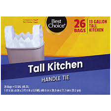 To avoid danger of suffocation, keep all plastic bags away from babies and children. Best Choice Bst Ch Tall Kitchen Handle Tie Bags Trash Bags Phelps Market