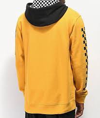 Black And Gold Checkered Vans Vans Contrasting Checkered Gold Black Hoodie Black Hoodie Hoodie Zumiez Hoodies