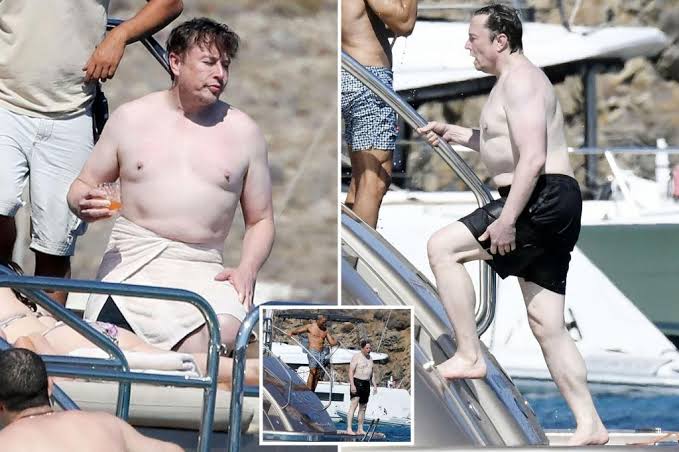 Bleached male! Shirtless Elon Musk, 51, sips on a drink and gets some Mykonos sun on his bod during yacht trip with Hollywood super-agent Ari Emanuel and his fashion designer wife Sarah Staudinger