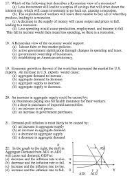 Solved] 17. Which Of The Following Best Describes A Keynesian View Of A  Recession? (a) Less Investment Will Lead To A Surplus Of Savings That Will  D... | Course Hero