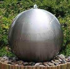 kugel fur wasserspiel gartendeko aus geburstetem edelstahl mit leds 75 cm amazon de garten stupenki