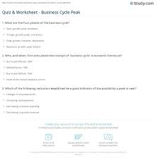 Quiz Worksheet Business Cycle Peak Study Com