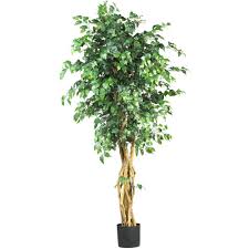 Nearly Natural 6 Ft Multi Trunk Silk Ficus Tree 5216 The Home Depot Potted Trees Ficus Artificial Tree