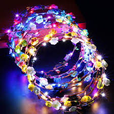 Amazon Com Funpa 25pcs Led Flower Headband Light Up Flower Crown Garland Headband Luminous 10 Leds Floral Headpiece For Women Girls Hair Accessories Birthday Wedding Festival Party 25 Pcs Beauty