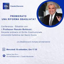 Dibattito a Casale Monferrato: Il Prof. Renato Balduzzi sul Premierato
