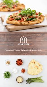 Asparagus Tomato Flatbread With Roasted Red Pepper Crema With Asiago Cheese And Arugula Recipe With Images Stuffed Peppers Home Chef Asparagus
