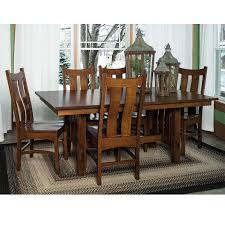 Our tables are all handcrafted in ohio's amish country by artisans who have honed their skill for generations. Amish Mission Goshen Trestle Table 6 Side Chairs Oak For Less Oak For Less Furniture