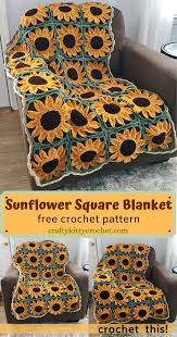 Unlike knitting, crocheting is a very forgiving craft, and mistakes are easily rectified. Sunflower Square Blanket Crochet Pattern Crochet Patterns Free Blanket Crochet Sunflower Crochet Afghan