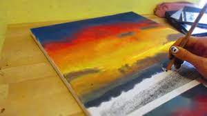 Legen sie zudem watte und ein sauberes tuch bereit, mit dem sie zwischendurch ihre finger. Sonnenuntergang Im Sommer Mit Pastellkreide Auf Die Leinwand Youtube