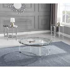 When you need more space, the smaller one can be kept underneath. Best Quality Furniture 3pc Coffee Table Set Glass Top And Acrylic Legs Coffee Table 2 End Tables Overstock 30501524