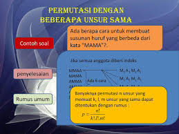 Permutasi adalah susunan unsur berbeda yang dibentuk dari n unsur, diambil dari n unsur atau sebagian unsur. Assalamu Alaikum Wr Wb Ppt Download