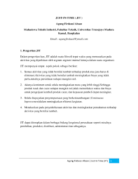 Dari contoh kasus toyota ini, maka anda sudah melihat sekilas gambaran tentang just in time (jit). Pdf Just In Time Jit Agung Firdausi Ahsan Agung Firdausi Ahsan Academia Edu