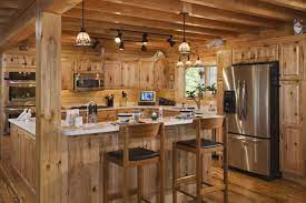 Finish decorating your kitchen with a rustic clock, coasters, canister sets, and cookie jars. Love The Cabinets Log Home Kitchens Rustic Cabin Kitchens Log Cabin Kitchens