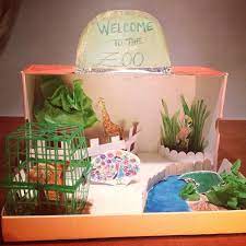 Creating A Zoo Diorama From A Shoe Box And Strawberry Basket Creativesitters Craft Box Cardboard Crafts Kids Crafts For Kids