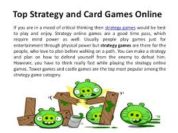 There are discarding games such as golf, and matching card games such as pyramid. Top Strategy And Card Games Online