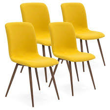 Enjoy delicious dining with a stylish dining table and chairs set from furniture village. Best Choice Products Set Of 4 Mid Century Modern Dining Room Chairs W Fabric Upholstery And Metal Legs Yellow Walmart Com Fabric Dining Room Chairs Dining Room Chairs Modern Mid Century
