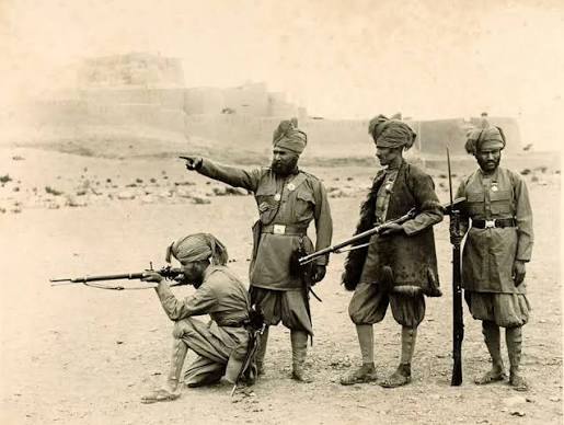 Afridi officer and sepoys at Khyber Pass in 1893