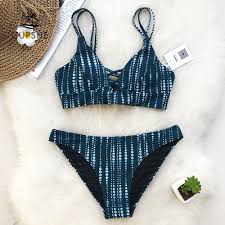 Us 12 67 12 Off Cupshe Dream Space Bikini Set Women Lace Up Cross Thong Triangle Bikini Swimwear 2019 Beach Bathing Suit Swimsuit In Bikinis Set