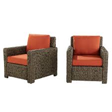 Hampton Bay Aria Patio Deep Seating Chairs 2 Pack Fcs80234tpk The Home Depot In 2020 Lounge Chair Outdoor Red Cushions Patio Lounge Chairs