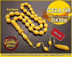 Sari Damarli Beyizi Kesim Sikma Kehribar Tesbih Cezayirurun Kodu Tm8337 Kehribar Sari