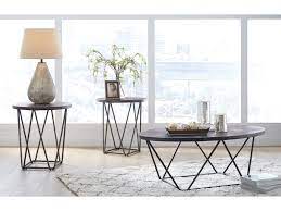 The metal frame is topped with a rectangular table top in a rich black that offer modern appearance and display space. Signature Design By Ashley Neimhurst Contemporary Round Occasional Table Group With Metal Legs Conlin S Furniture Occasional Groups