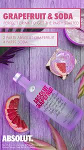 The Easiest Way To Get The Party Started Is With New Absolut Grapefruit And The Best Part Is It S Made With Na Liquor Drink Recipes Fun Drinks Perfect Drinks