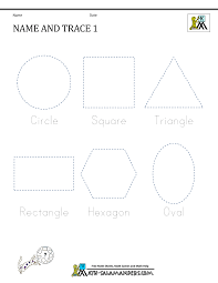 Circles, squares, triangles, and rectangles. Shape Tracing Worksheets Kindergarten