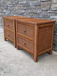 Henry Link Lexington Wicker Side Tables Pair Rare Etsy Wicker Side Table Wicker Furniture Wicker Bedroom Furniture