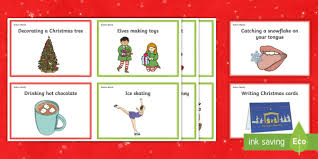 Each card has three charades. Christmas Charades Cards Primary Resources