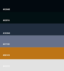 Consider combining blue colors with orange in a complementary color scheme. Black And Navy Blue Color Palette With Gold Accents For Home Decor Blue Color Schemes Black Color Palette Dark Color Palette