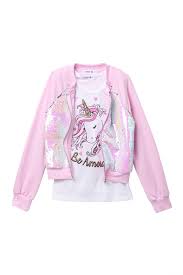 Beautees Sequin Bomber Jacket Unicorn Tank Set Big Girls Nordstrom Rack