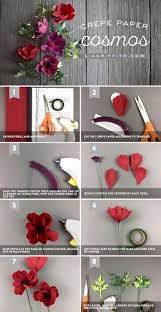 Crepe Paper Cosmos Easy Diy Paper Flower For Beginners Paper Flowers Flower Crafts Paper Flowers Craft