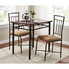 The Compact And Stylish Mainstays 3 Piece Wood And Metal Dining Set Is Great For Small Spaces Small Kitchen Furniture Kitchen Table Settings 3 Piece Dining Set