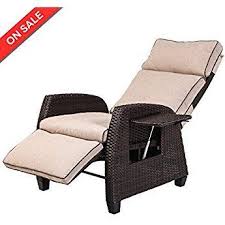 Lch Indoor Outdoor Wicker Recliner With Cushions Adjustable Relaxing Patio Lounge Chair Rust Resistant Aluminum Frame Lounge Chair With Beige Sillas Piscinas