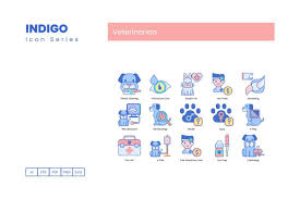 65 Veterinary Icons Indigo