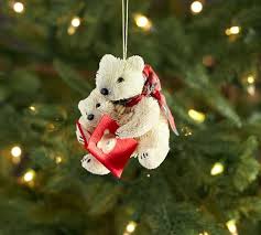 Decals available for inside & outside windows in clear and opaque designs. Bottlebrush Polar Bear Christmas Ornament Pottery Barn