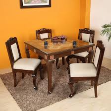 This dining table set was made primarily of steel square tubing, some left over steel flat stock i had on hand, and dimensional pine lumber. Aakriti Art Creations Four Seater Dining Table With Four Chairs Amazon In Electronics