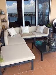 We were looking for a long time for the right couch on our back porch and this one is perfect. Sunbrella Fretwork Flax 45991 0001 Elements Collection Reversible Upholstery Fabric Light Side Custom Chair Cushion Upholstery Outdoor Sectional Sofa