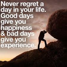 Never Regret A Day In Your Life Good Days Bring You Happiness And Inspirational Quotes With Images Inspiring Quotes About Life Motivational Quotes For Life