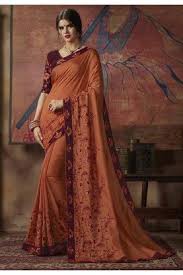 Buy Designer Sarees In Light Maroon Colour Chiffon Saree Saree Orange Chiffon