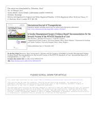 Pdf Is Gender Reassignment Surgery Evidence Based Recommendation For The Seventh Version Of The Wpath Standards Of Care