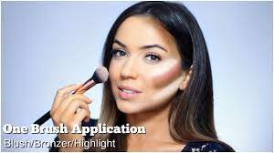 Ann says, the cool thing about highlighting your face is that you can use it in so many different areas. How To Apply Blush Contour Highlight One Brush Application Themakeupchair Youtube